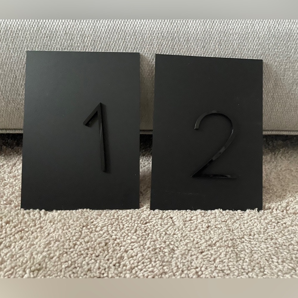 Matte Black Modern Acrylic Table Numbers